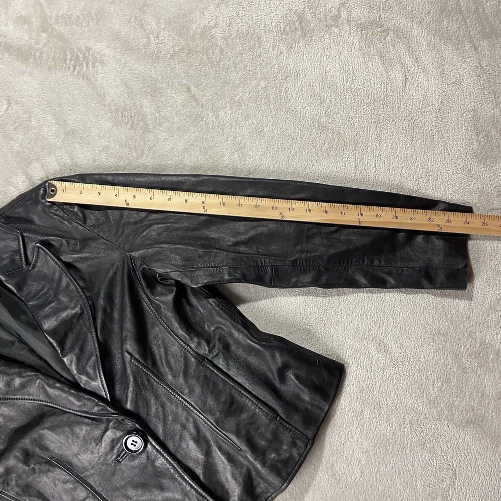 VTG Colebrook Soft Leather Jacket Blazer Black Women's L 90s Minimalism Grunge - Picture 11 of 16